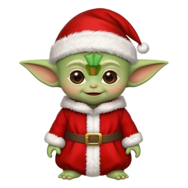 Baby joda felice con cappello da elfo vestito da babbo natale felice  sticker