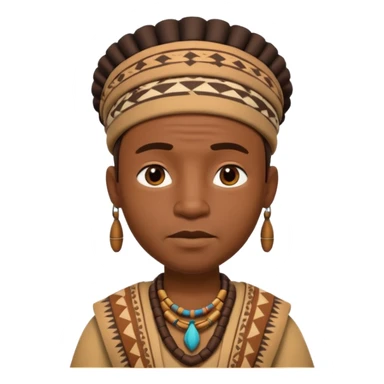 A 3D cartoon African man from the 1800s wearing traditional tribal clothing, calm expression, natural background, Memoji-style realism. sticker