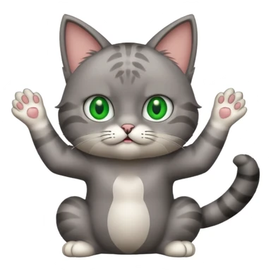 A cat lifting both paws, shrugging, and making a bewildered face sticker