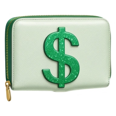 glitter white wallet green symbol $ sticker