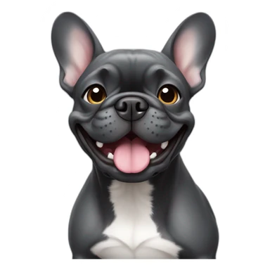 smiling dark grey french bulldog sticker
