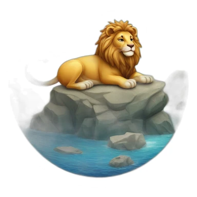 Lion sur la terre  la terre sur un serpent sur un chat sur une marmotte sur une souris sur la lune sur l'océan sur le soleil sur un dophin sur une loutre sticker