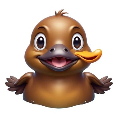 Cinematic Comical Platypus Portrait Emoji, Head tilted dramatically with an exaggeratedly amused expression, featuring a striking, glossy brown fur with a whimsically flat duckbill and wide, expressive eyes full of playful disbelief, Simplified yet hilariously expressive features, highly detailed, glowing with a slightly sassy glow, high shine, dramatic yet playful, stylized with an air of cheeky aquatic mischief, bright and endearing, soft glowing outline, capturing the essence of a spirited and over‐the‐top platypus, so meme‐worthy it feels like it could quack its way into internet fame instantly! sticker