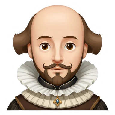 William Shakespeare portrait with elizabethan ruff collar and balding head with hair on sides sticker