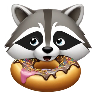 Raccoon eating donut sticker