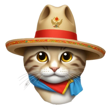 Un gato con un sombrero ruso y la banderade de la unión soviética  sticker