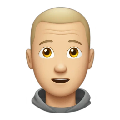 tired white man with buzz cut in gray sweatshirt is very very very scared sticker