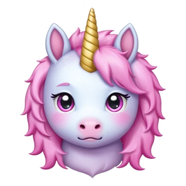 Cute sad anime pink baby unicorn 
 sticker