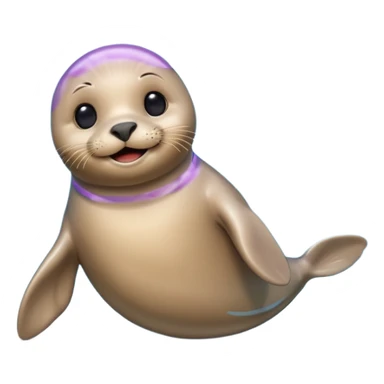 A 3D cartoon seal swimming with visible flippers, calm blue water, soft sunlight, Memoji-style realism. sticker