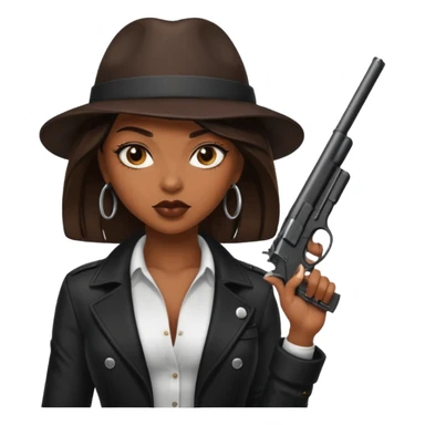 A sexy black female gangster with a gun sticker