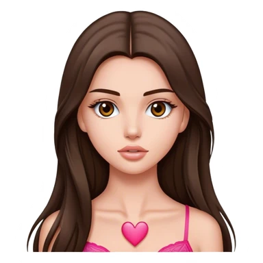 victoria’s secret model with long brunette straight hair sending heart sticker