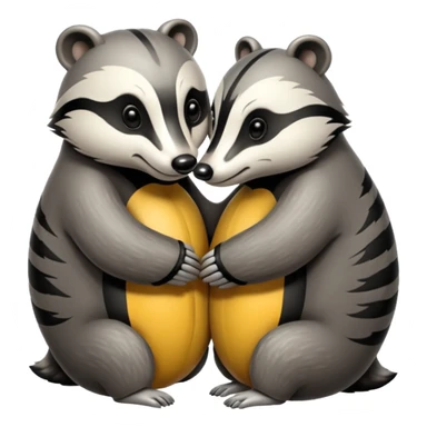 Two badgers hugging for comfort sticker