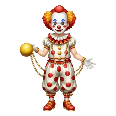 clown with golden chain on the neck playing ball full height sticker