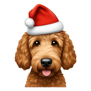 Brown golden doodle with Santa hat sticker