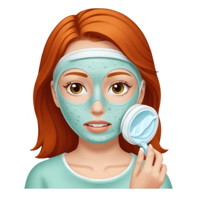 White girl with freackles doing skincare mask sticker