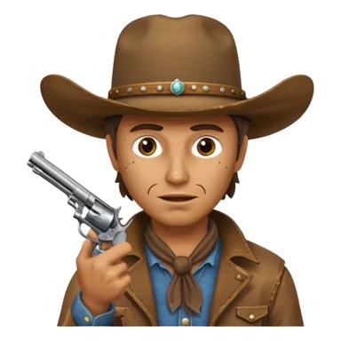 A cowboy pointing his revolver in front of you and saying, "Give me your money." sticker
