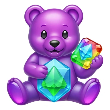 Rainbow Gummybear holding a purple rupee sticker