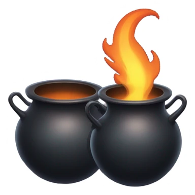 dual witches cauldron identical one empty and one have a flame one not have a flame sticker