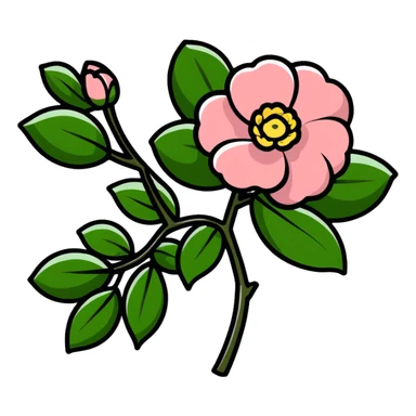 elegant red camellia japonica with glossy petals sticker