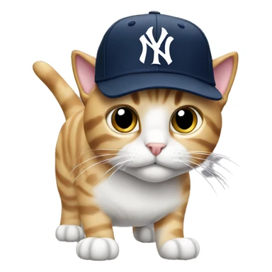 cat with New York Yankees cap sticker
