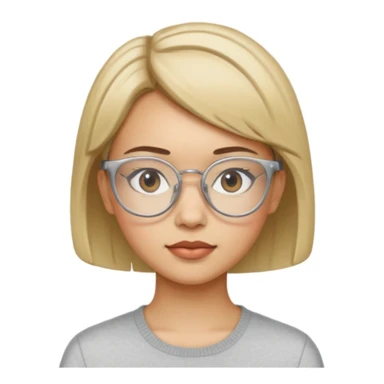 haz un emoji de una joven con pelo corto y lentes tipo 2014 transparente  sticker