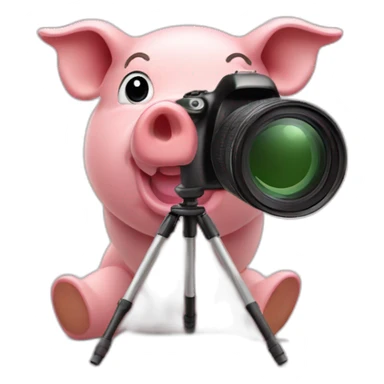 pig taking photos with a tripod sticker