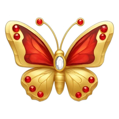 gold and red crystal butterfly jewel sticker