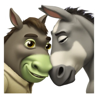 Shrek and donkey snuggling sticker