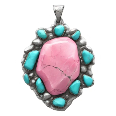 Realistic isolated cracked pink stoned western turquoise jewelry.  sticker