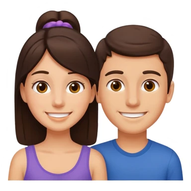 a brunette boy with his girlfriend sticker