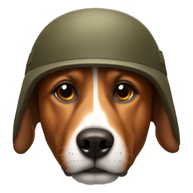 a brown dog having a fox face, wearing modern military head gear sticker