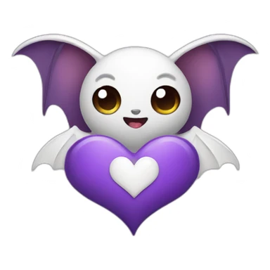purple bat holding white heart sticker