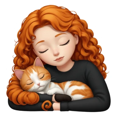 short hair Ginger Girl sleeping with a black and white bigger cat  sticker