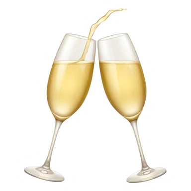 two glasses of pale yellow champagne clinking in a toast, soft and light color, smooth gradient, bright and gentle, minimal details, glossy highlights, celebratory pose
 sticker
