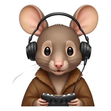 rat listening to music  sticker