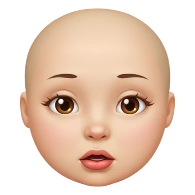 a girl face with lip bitting expressions. the face will be round and chubby. without hair sticker
