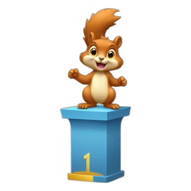 the squirrel stands on the prize podium taking first place sticker