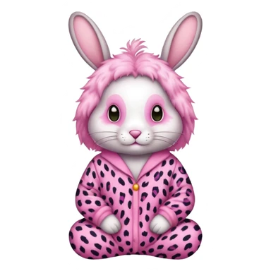 Rabbit in pink leapord pajamas sticker
