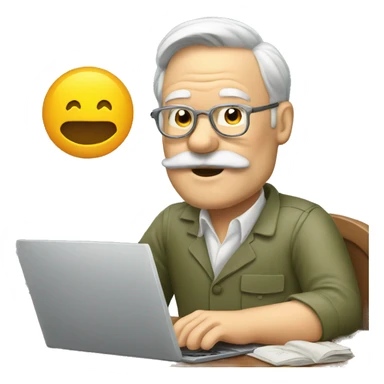 hemingway typing on laptop sticker