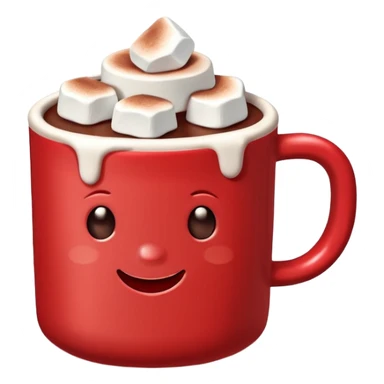 red mug of hot chocolate with marshmallows sticker