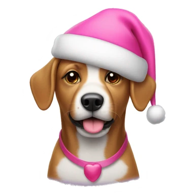 Dog wearing a pink Santa hat sticker