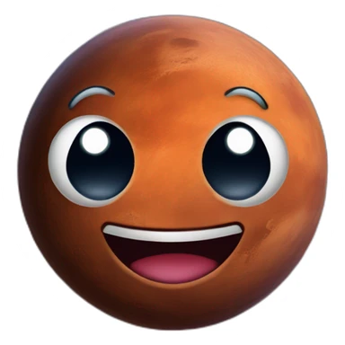 planet mars with a cartoon smiling face with heart-eyes sticker