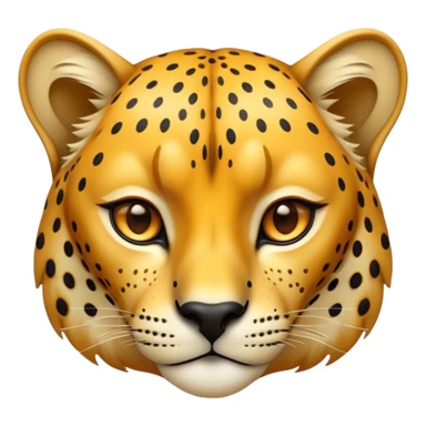 Cinematic Noble Cheetah Portrait Emoji, Poised and regal, with a lean, muscular build and a sleek, spotted Fur of golden hues, deep-set soulful amber eyes, Simplified yet sharp and sophisticated features, highly detailed, glowing with a warm, dignified glow, high shine, intelligent and swift, stylized with an air of wild elegance, focused and attentive, soft glowing outline, capturing the essence of a watchful and confident predator, so majestic it feels as though it could sprint out of the screen with effortless authority! sticker