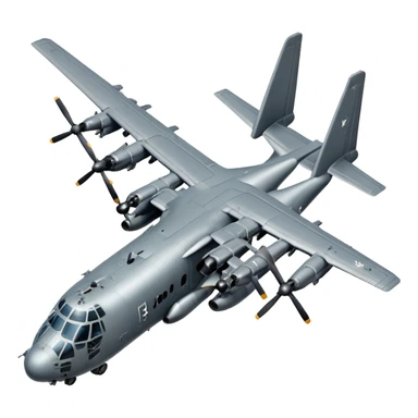 AC-130 gunship military aircraft with visible cannons and weapons flying in the sky sticker