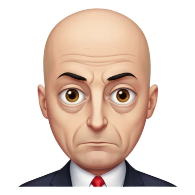 Steven Miller, Trump advisor, bald, very grim expression, pronounced sagging eyelids drooping on the outer sides sticker