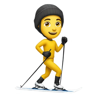 A white man in leggings and a yellow top cross country skiing sticker