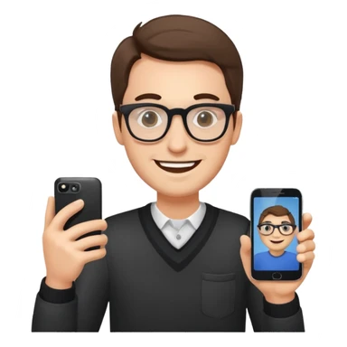 happy man leaving review on google on his phone sticker