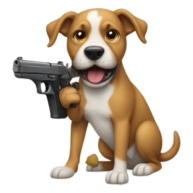 Dog with a gun sticker