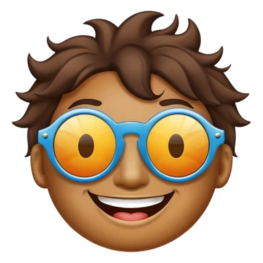 smiling face with star-shaped sunglasses, funky and bold like Bootsy Collins sticker
