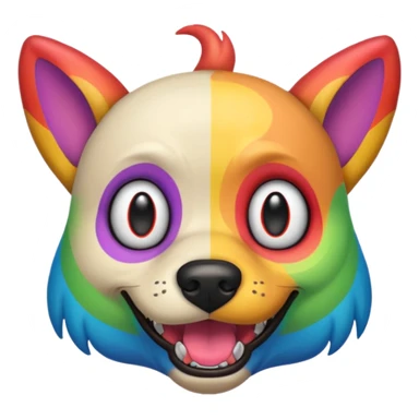 Rainbow dog with Gary wings and a evil face sticker